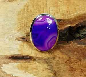 Purple Botswana Agate <b>Ring</b> Handmade 925 Sterling Silver US Size 8 Gemstone Jewelry For Women - Product Image 3