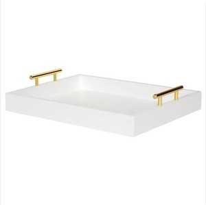 Bandejas de forma rectangular de Venta caliente Bandeja de servicio de madera maciza con asas de metal para uso en el hogar y restaurantes a precio competitivo - Product Image 1