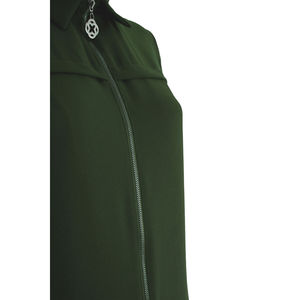 Abaya zippée droite respirante pour femmes adultes Green Moments avec fentes décoratives - Product Image 2