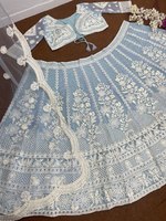 LEHENGAS DUPATTA FABZONE DESIGNER GUJARATI CASUAL en Soie Georgette Style Indien pour Femme, en Organza Chinois Lourd et Doux avec Broderie de Paillettes