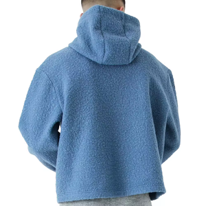 Sherpa bouton vers le haut Hoodies recadrée Boxy Pull poids lourd Hoodies broderie personnalisée grande taille hommes sweats à capuche sweats à capuche - Product Image 4