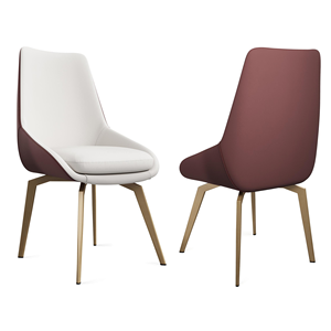 Chaises de salle à manger en similicuir capitonnées de style scandinave avec pieds en métal pour l'ameublement de la maison - Product Image 1