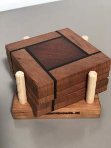 ชุดจานรองแก้วและแผ่นรองแก้วลายไม้วอลนัทสำหรับตกแต่งบ้านแผ่นรองแก้วลายสี่เหลี่ยมสำหรับใส่ของขวัญแต่งงาน - Product Image 2