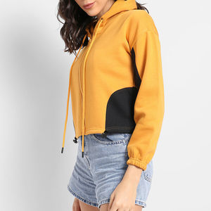 Femmes solide fermeture éclair courte recadrée toile Gym sweat à capuche décontracté à capuche avant Logo goutte épaule saison d'hiver séchage rapide écologique - Product Image 2