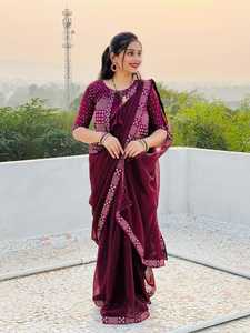 เสื้อจอร์จเก็ตส่าหรีนำเข้าชุดแฟนซีมีสไตล์ทันสมัย - Product Image 4