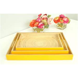Vente chaude Spun Bambou Rectangle Plateau De Service Avec Poignée Laque Peinture Pour Vaisselle Restaurant En Gros Du Vietnam - Product Image 4