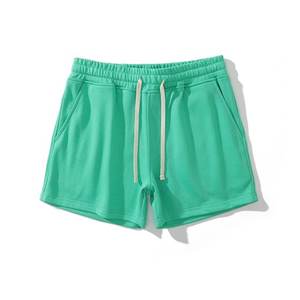 Pantalones cortos atléticos para correr en el gimnasio para hombre con bolsillos 100% algodón cristal sólido transpirable secado rápido cintura elástica entrenamiento Jogger Shorts - Product Image 1