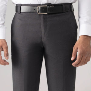 Personalizable de los hombres de cintura media de peso pesado Formal estilo vestido pantalón 100% algodón gris transpirable tela de lona de alta calidad OEM - Product Image 2