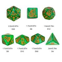 Udixi Jeu de dés complet de 7 pièces du MDN avec design Lucky Rabbit-Collection polyédrique acrylique colorée pour RPG de table