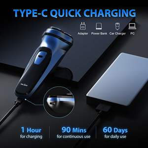 Afeitadora Eléctrica Inalámbrica Recargable para Hombre, Máquina de Afeitar y Recortadora con Fuente de Alimentación USB, IPX7, para Rostro, Viajes y Hogar, con Pantalla - Product Image 5