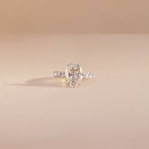 แหวนหมั้นทองคำแท้2Ct 1Ct แบบกำหนดเองสำหรับเจียได้รับการรับรองจากห้องปฏิบัติการลูกแพร์เพชรรูปวงรีตัด18K 14K 9K เครื่องประดับ - Product Image 6