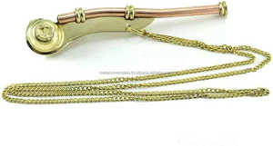 Náutico marítimo contramaestre silbato llamada tubo hecho a mano latón cobre Metal tubo para Camping senderismo hecho en La India - Product Image 6