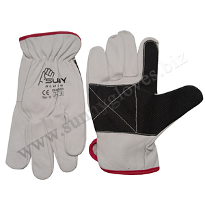 Heavy-Duty Cowhide Grain Leather <b>Driver</b> <b>Gloves</b> Reflective Safety Features Construction Welding Personal Hand Protection Cotton - Product Image 1
