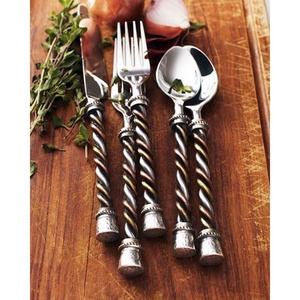 Ensemble de couverts en acier inoxydable plaqué or au design royal moderne Couverts uniques de haute qualité à plusieurs poignées Restaurant de mariage scolaire - Product Image 5