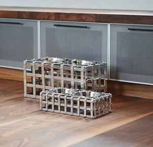 Comedero rectangular para mascotas elevado, cuenco moderno para gatos, soporte de alimentación de doble tubo de metal, alimentador para mascotas, diseño moderno, alimentador para mascotas - Product Image 1