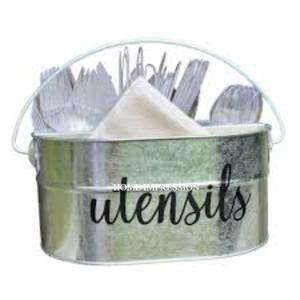 Galvanized Square <b>Utensil</b> Holder Customized Finished Designer Flatware Caddy Classic Stylish Fancy <b>Utensil</b> Holder Caddy Tool - Product Image 2