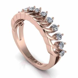Nouvelle arrivée bague de mariage en argent sterling 925 avec diamant rond plaqué or rose et couronne pour femme au meilleur prix - Product Image 3