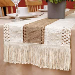 Boho macramé chemin de Table avec gland tissé coton dentelle rustique ferme Table à manger décor pour fête de mariage décoration de vacances - Product Image 5