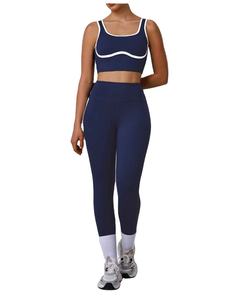 Latest Seamless Lightweight Body <b>Shaping</b> Color Blocking <b>High</b> Elastic <b>Waist</b> 2 Piece Yoga Set For Women Gym Sports Yoga Set - Product Image 2