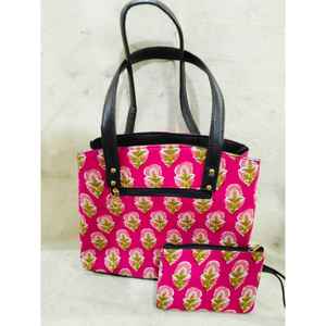 Bolso de Mano Tipo Tote de Algodón Estampado para Mujer, Marca Jaipuri, Ligero, con Cierre de Cremallera y Decoración Bordada, para Todas las Temporadas - Product Image 1