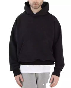 Sweats à capuche surdimensionnés à épaules tombantes 100% coton, impression de logo personnalisée, polaire thermique uni pour l'hiver, vêtements de rue, sweats à capuche surdimensionnés - Product Image 1