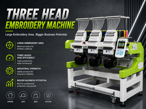 Machine à broder informatisée à grande vitesse FUJA à 3 têtes, 12/15 aiguilles, <span class=keywords><strong>pour</strong></span> chapeaux, casquettes, t-shirts, vêtements, logos, usage industriel et commercial - Product Image 3