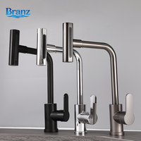 Robinet de cuisine extractible OEM en chrome avec effet pluie rotatif et jet cascade, mitigeur chaud et froid