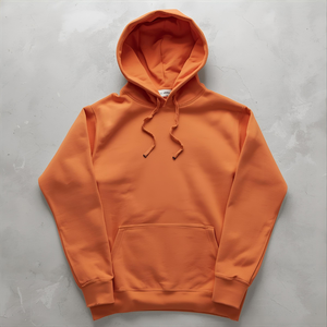 เสื้อสเวตเตอร์แบบสวมหัวมีฮู้ดสำหรับผู้ชายเสื้อฮู้ดผ้าคอตตอนมีฮู้ดสีส้มออกแบบโลโก้ได้ตามต้องการ - Product Image 3