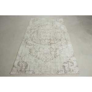 Tapis turc 4,2x7,4 pieds, tapis vintage, tapis persan gris et blanc - Product Image 1