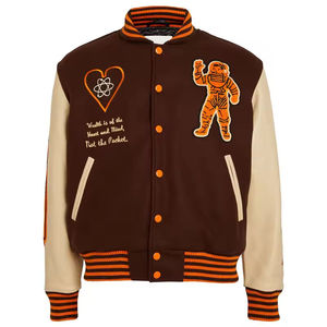 Chaqueta Universitaria Personalizada para Hombre, Estilo Urbano Extragrande, Mangas de Cuero Genuino, Chaqueta Universitaria de Forro Polar, Ropa Exterior de Moda - Product Image 2