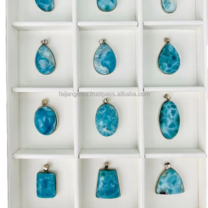 จี้เงินแท้ 925 ทำมือ ประดับด้วยพลอยลาร์ิมาแท้ สำหรับงานแต่งงาน งานหมั้น ของขวัญสำหรับผู้หญิง สไตล์ลำลอง ประดับเพชรและมุก - Product Image 1