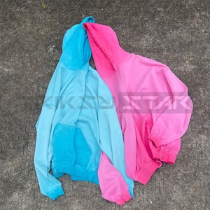 Sudadera con capucha con cremallera y estampado personalizado de gran tamaño de algodón 100% lavado con ácido para hombre, diseño Vintage con hombros caídos para otoño - Product Image 1