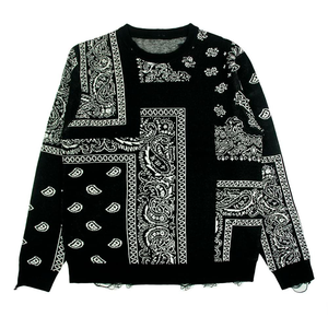 Suéter de Cachemira de algodón 100% personalizado, suéter retro desgastado con agujeros lavados, suéter de punto suelto para hombres y mujeres - Product Image 1