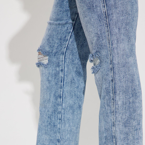 Pantalones Vaqueros Rotos de Moda para Mujer OEM 2025, Pantalones Vaqueros Casuales de Campana, Pantalones Vaqueros de Mezclilla de Alta Calidad para Mujer con Logotipo Personalizado - Product Image 5