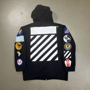 Sweat à capuche en molleton 100% coton lourd avec broderie de patchs et strass, service OEM, streetwear avec personnalisation de marque - Product Image 5