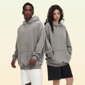 Sudaderas con capucha en escabeche Vintage Unisex 100% algodón ropa de calle pesada de gran tamaño con patrón de estampado de hombro caído ladrillo caliente - Product Image 1