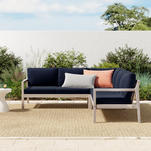 Lineage Corporation Amina Outdoor Solid Acacia Wood Sofá Chesterfield en forma de L Convertible Juego Seccional de patio de 3 piezas - Product Image 1
