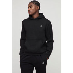 Sudaderas con capucha negras personalizadas para hombre Heavy 450GSM Cotton Fleece Oversized Fit Streetwear Pullover Winter Plain Hoodie OEM Manufacturer - Product Image 4