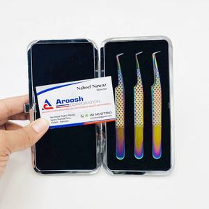 Vente en gros de pinces professionnelles solides en acier inoxydable à 90 degrés, plasma arc-en-ciel, extensions de cils à poignée diamantée - Product Image 3