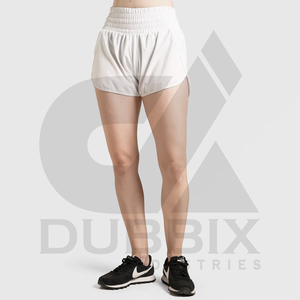 Short de yoga à coupe droite en polyester 100% pour femmes Logo personnalisable autocollant respirant Fitness Shorts pour femmes - Product Image 4