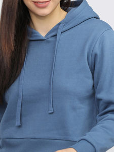 Sweat à capuche décontracté à la mode pour femmes avec manches longues doux et élégant pour l'hiver Logo avant longueur de vêtements courts - Product Image 4