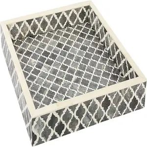 Aaliyan impex ถาดแก้วโลหะทำจากเรซินแบบฝังกระดูก - Product Image 1