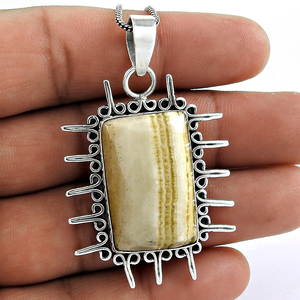 Pierre précieuse naturelle de rhodochrosite jaune en argent sterling 925 Design unique Superbe pendentif Commande personnalisée Design Bijoux faits à la main - Product Image 1