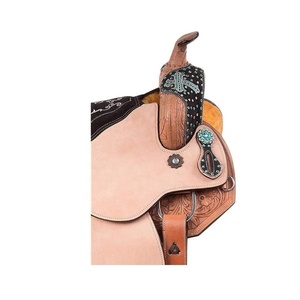 Selle de cheval en cuir occidental multifonctionnel DurableTrail Barrel Racing Selle de cheval de qualité supérieure usinée à la main avec jeu de punaises assorties - Product Image 4