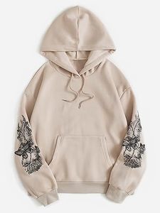 Sudadera con capucha y camisa extragrande lavada con ácido de 100% algodón personalizada con técnicas bordadas y con cuentas para el invierno - Product Image 5