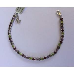 Diamond Rose Gold <b>Bracelet</b> with Floral Design Multi-Quartz <b>Beaded</b> <b>Silver</b> Base Gold Platinum Plated Wedding Engagement Gift - Product Image 2