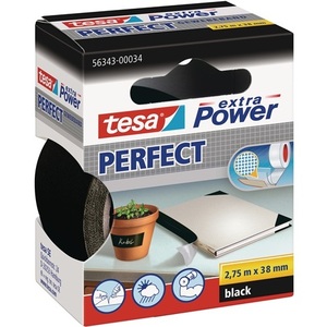 Extra Power 56343 Black Fabric Tape 2.75 m Length 38 mm Width <b>Raincoat</b> Accessory by TESA - Product Image 1