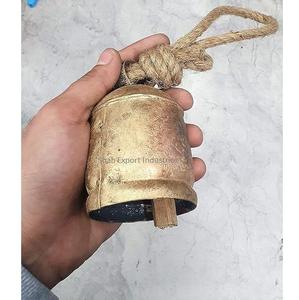 Cuivre Antique métal Vintage vache cloches grappe fait à la main Jute corde suspendu cloche extérieur décoratif chanceux vache cloches - Product Image 6