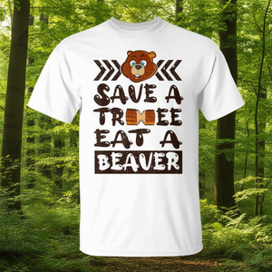 Camiseta divertida con estampado gráfico de vida silvestre, unisex, para adultos, de manga corta, cuello redondo, con estampado digital, Save A Tree Eat A Beaver - Product Image 3