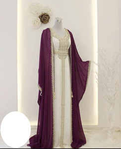 Kaftan islámico marroquí moderno para mujer Vestido de playa largo hasta el suelo con suministro ODM de manga larga transpirable - Product Image 1